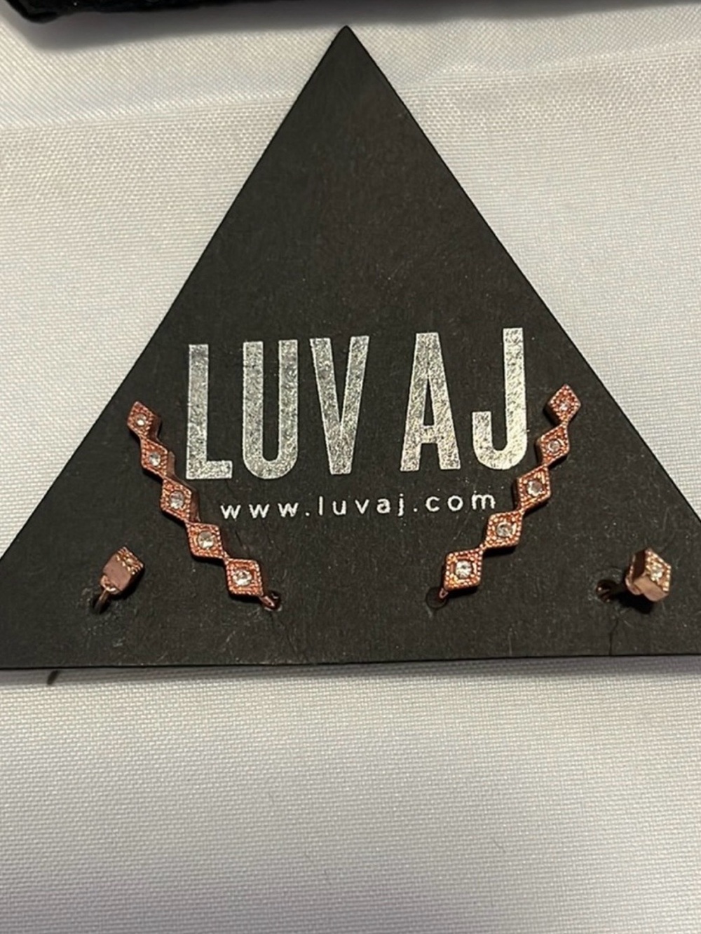Luv AJ Rose Gold Crystal Ear Climbers and Stud Set. NEW